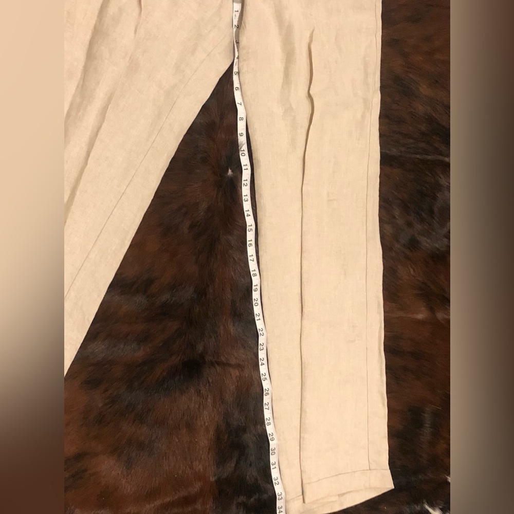 2-PC Linen-pleated front jacket & pant set by MNG MANGO size 12L in Wheat NWT - Picture 15 of 15